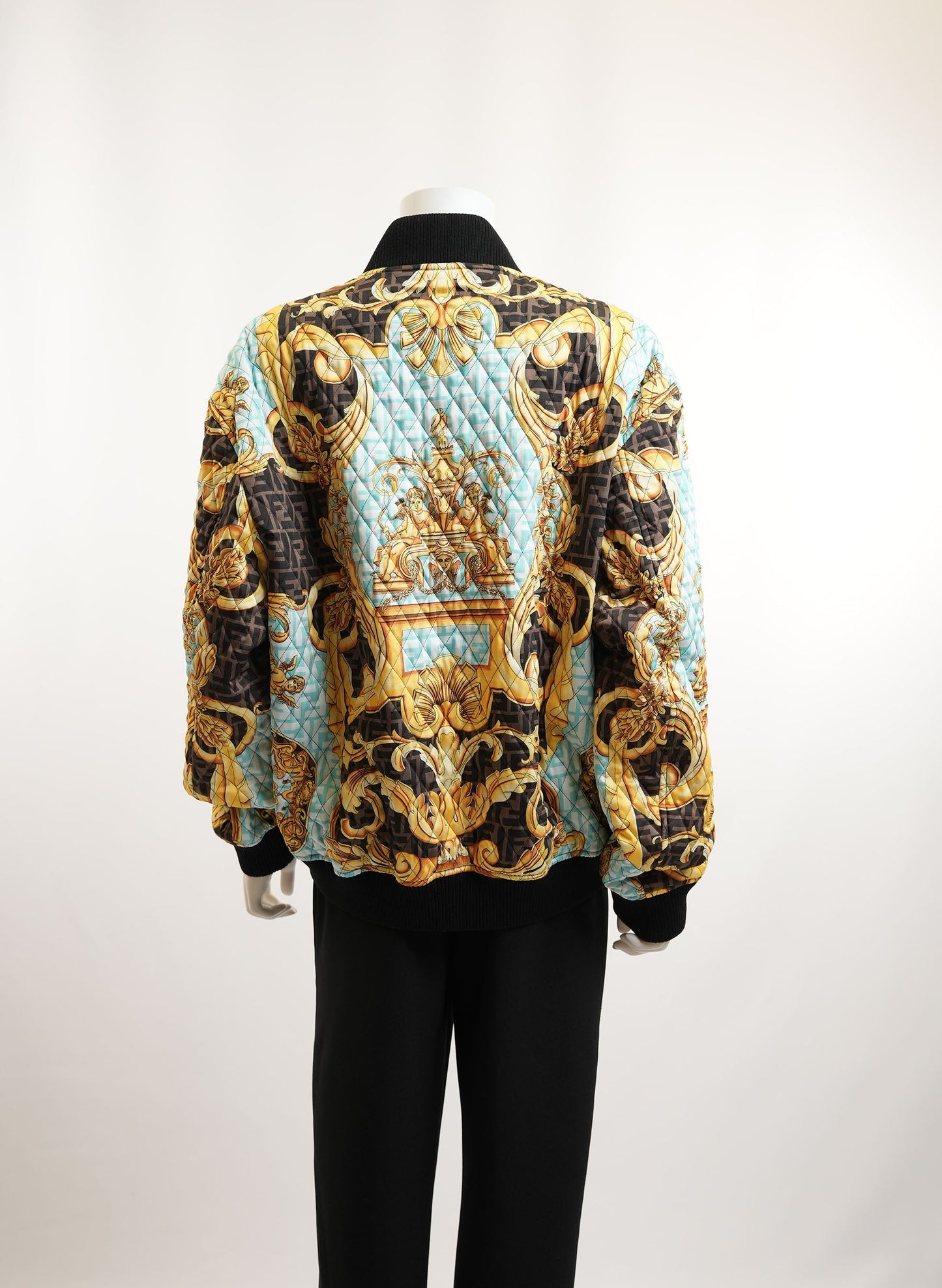 Versace x Fendi Baroque Zucca Monogram Quilted Jacket