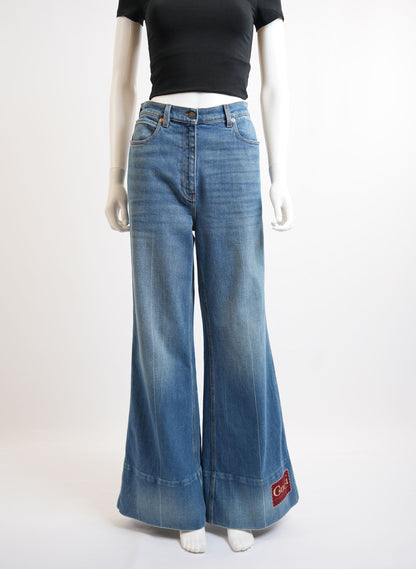 Gucci Logo Patch Flared Jeans