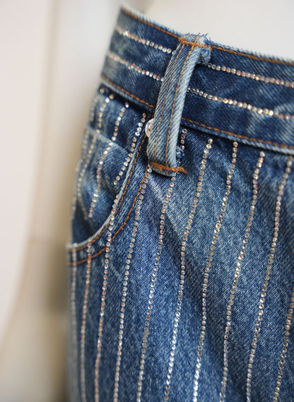 Alexander Wang Crystal Stripe Skater Jeans