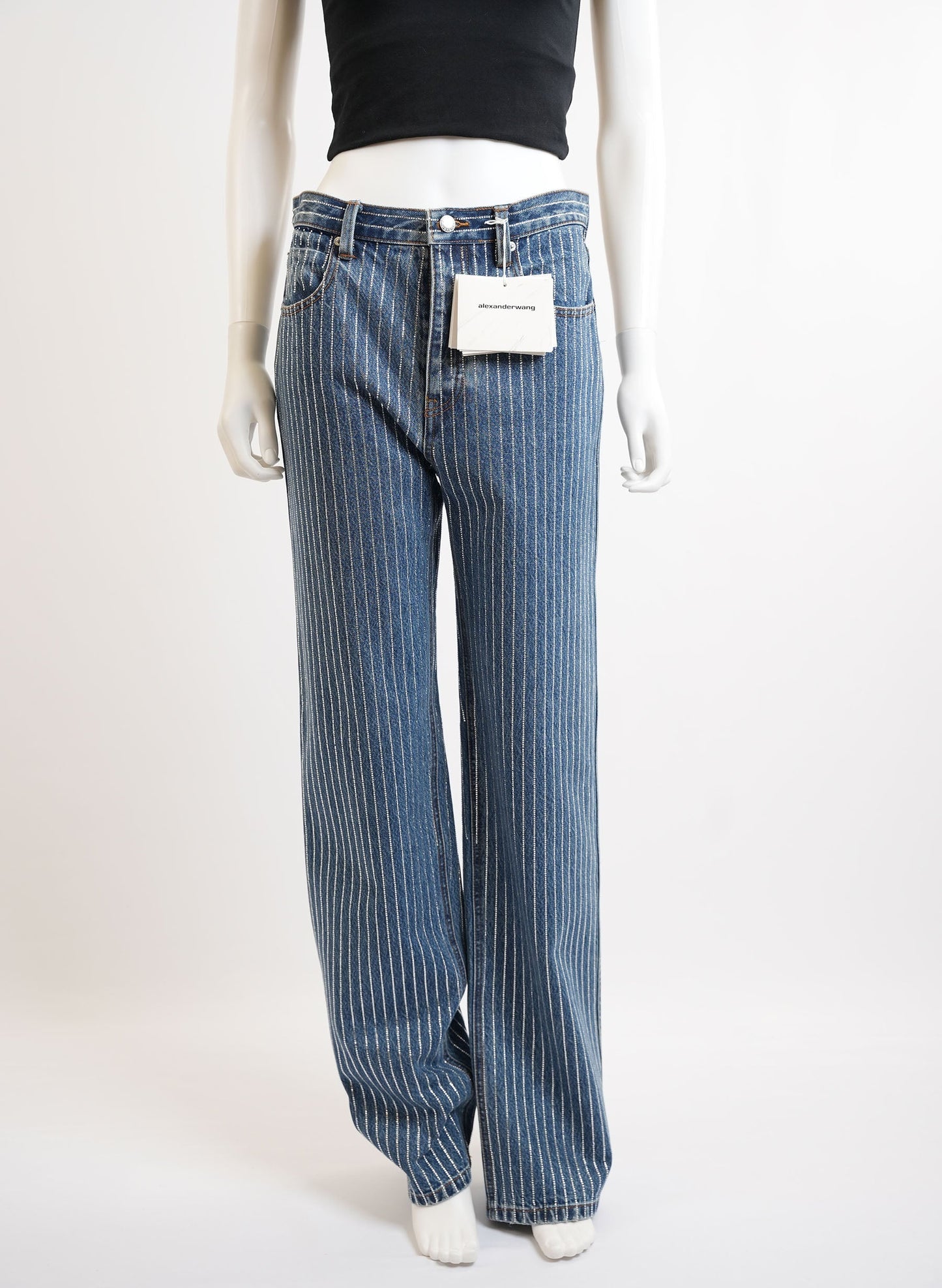 Alexander Wang Crystal Stripe Skater Jeans