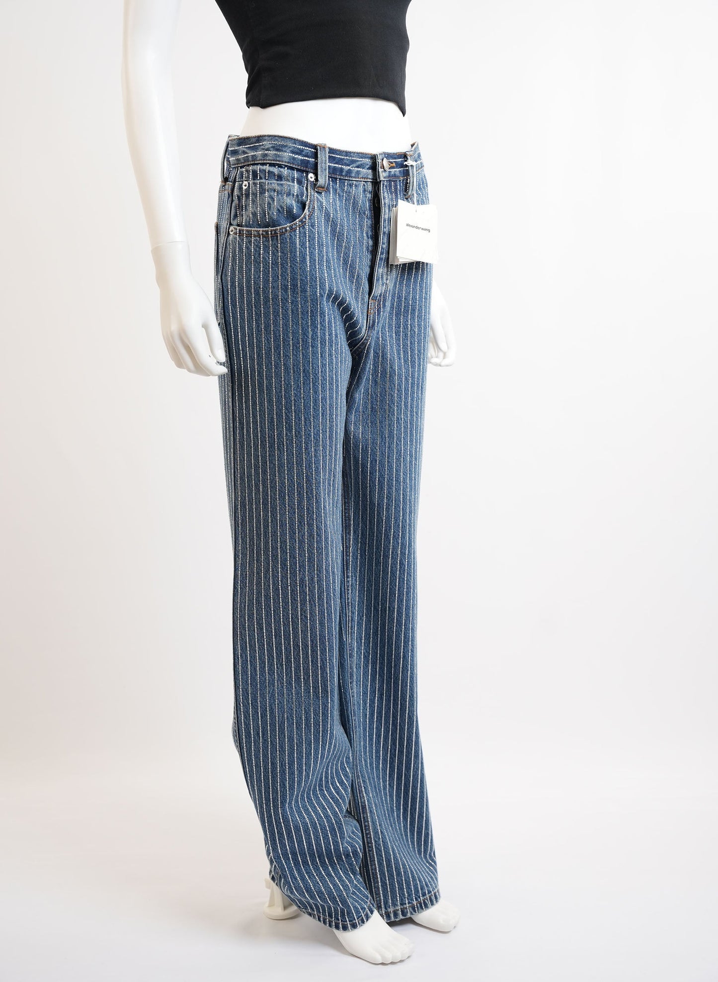 Alexander Wang Crystal Stripe Skater Jeans