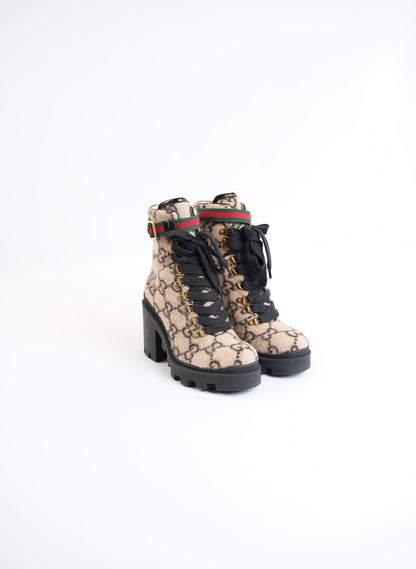 Gucci GG Monogram Wool Ankle Boots