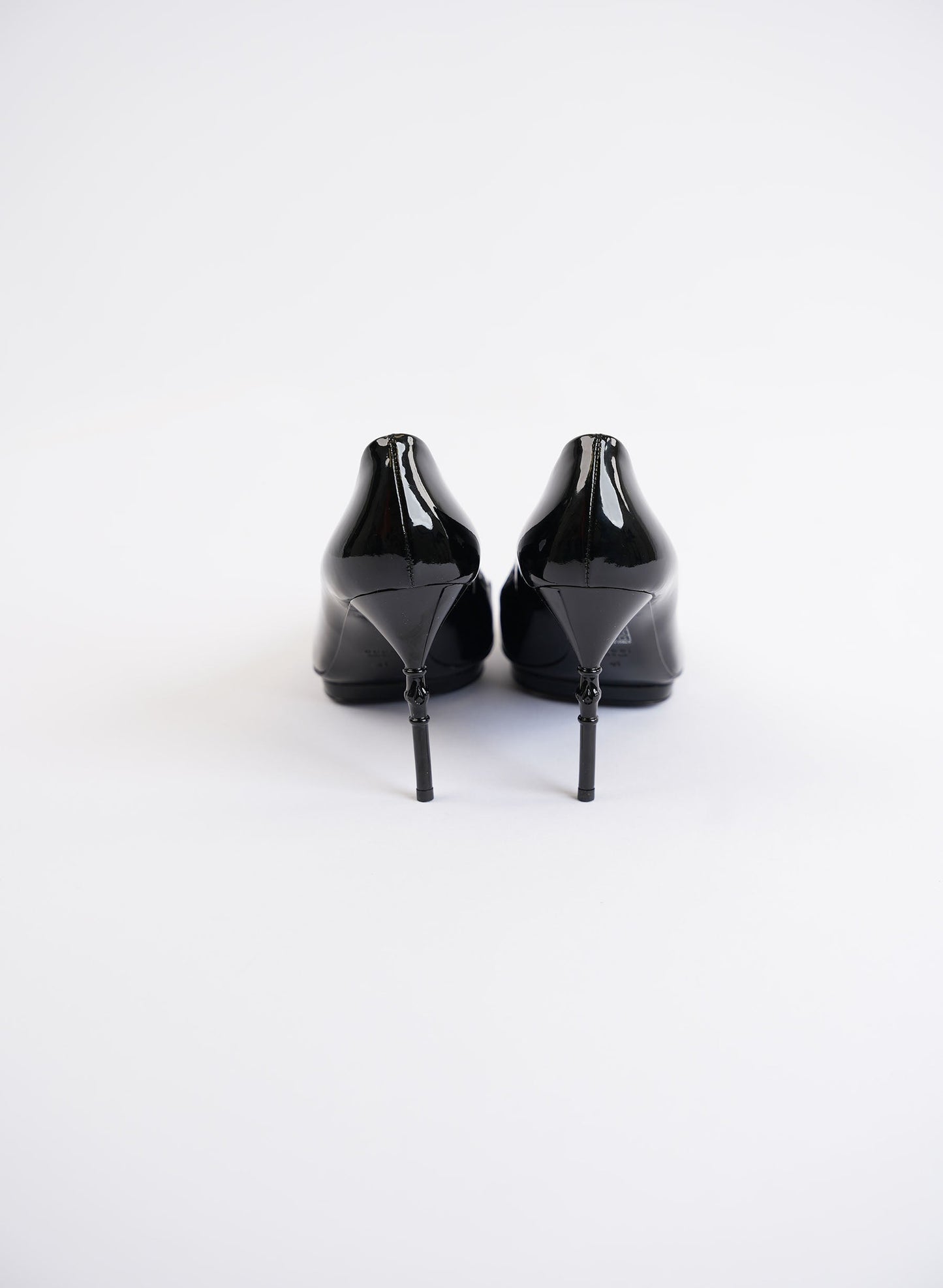 Gucci Black Patent Leather Peep Toe High Heels