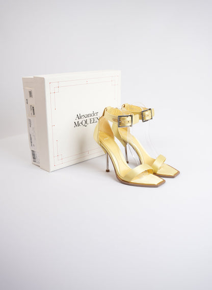 Alexander McQueen Ankle Strap Pale Yellow Sandle Heels