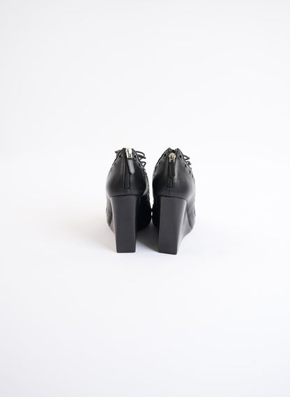 Givenchy Black Leather Strappy Wedge Sandles