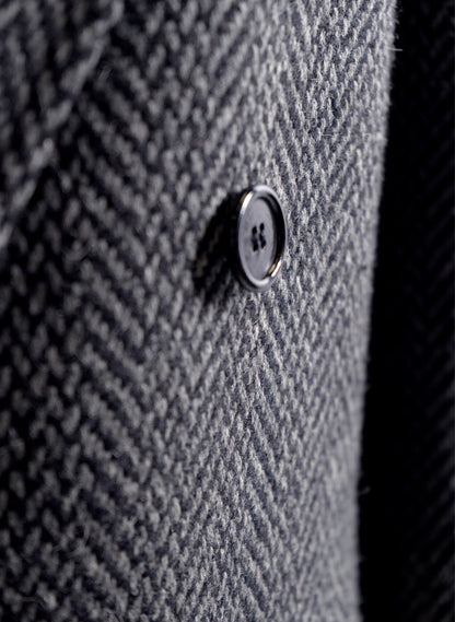 Saint Laurent Wool Herringbone Longline Coat