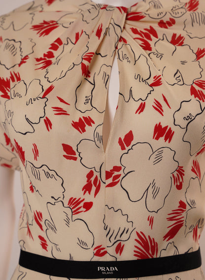 Prada Primula Printed Sabl√© Dress