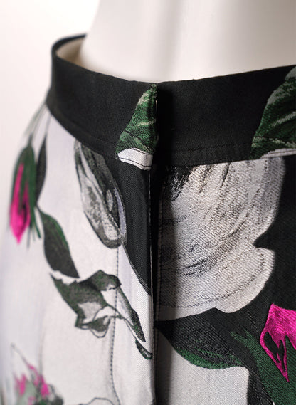 Off-White Wide-Leg Floral-Jacquard Pants