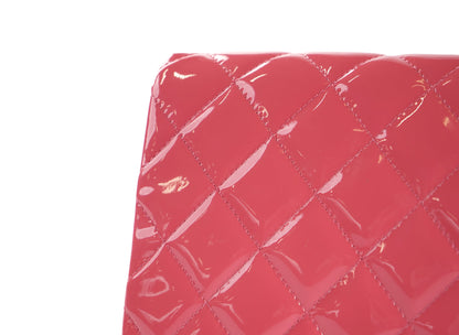Chanel Patent Leather Quilted Clutch On Chain