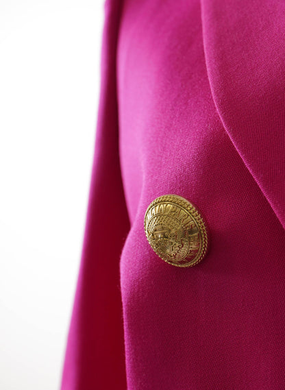 Balmain Pink Fuchsia Pique Double Breasted Blazer