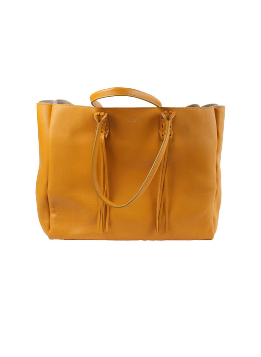 Lanvin Nela Braided Fringe Tote Yellow