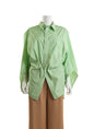 Balenciaga Green Pinstripe Poplin Swing Twisted Shirt