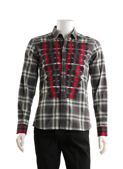 Dolce & Gabbana Mixed-Plaid Military Shirt
