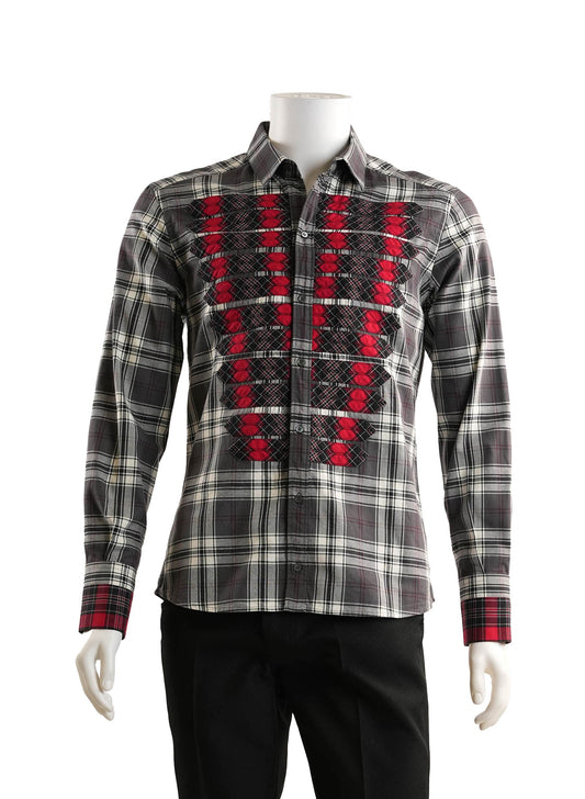 Dolce & Gabbana Mixed-Plaid Military Shirt