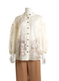 Zimmermann Printed Mock Neck Button-Up Top