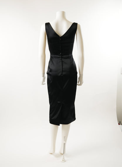 Dolce & Gabbana Sweetheart Satin Midi Sheath Dress