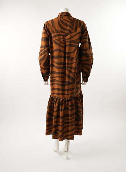 Mara Hoffman Freda Tiger Print Ruffle Hem Maxi Dress
